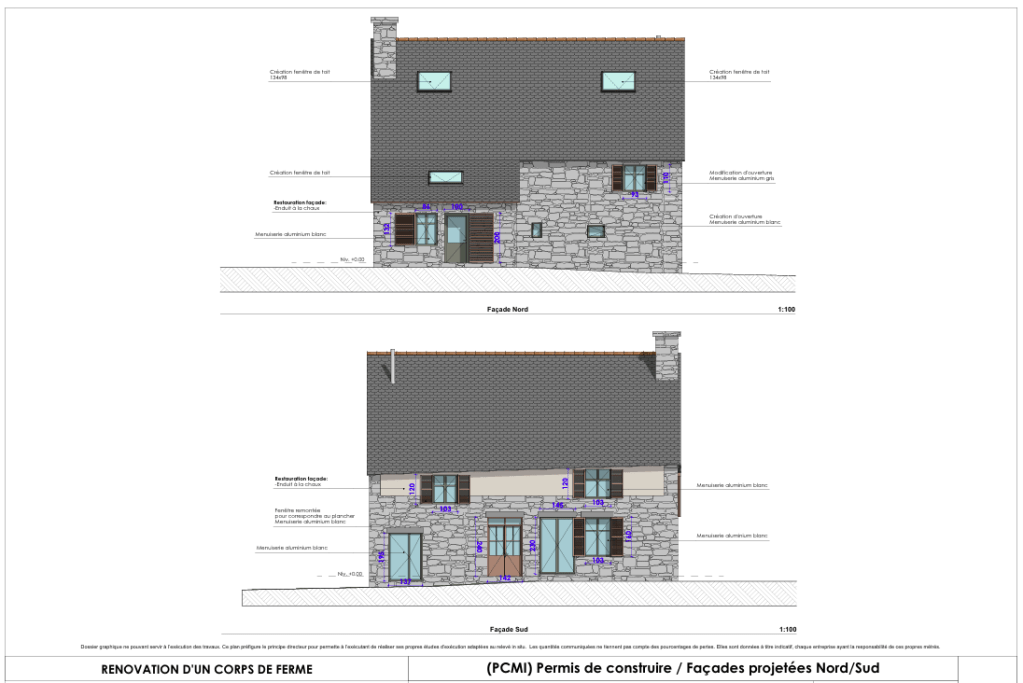 élévation d'une vieille bâtisse pour un permis de construire pour particuliers et professionnels