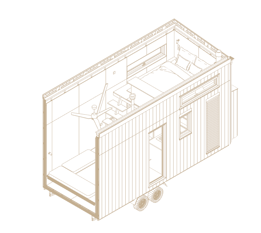 réalisation d'une axonométrie de tiny house