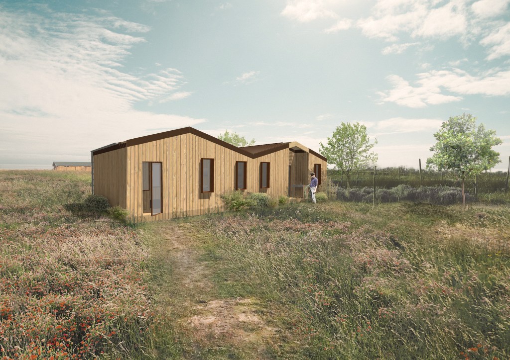 Image 3D d'une maison en bois