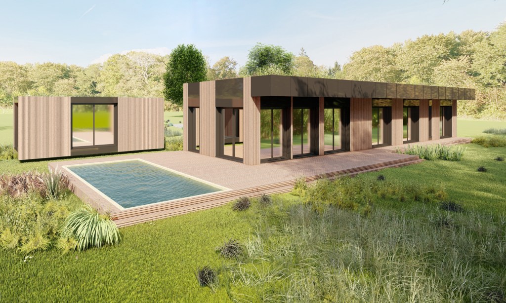 Image de 3D d'une maison ossature bois