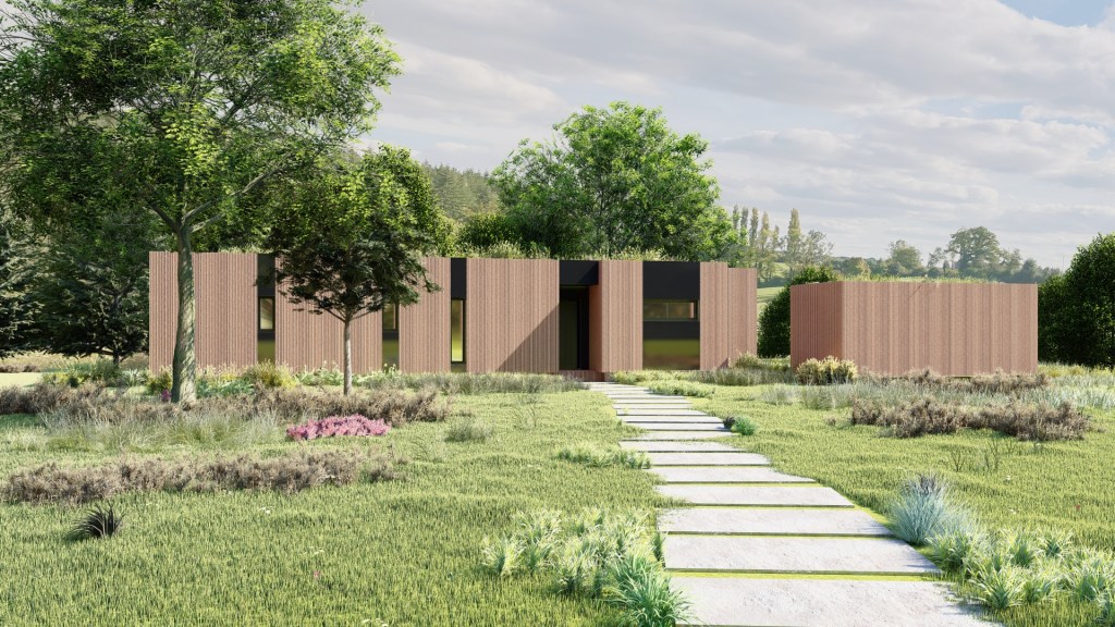 Image de synthèse d'une maison ossature bois